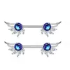 Nipple Rings Blue Crystal Nipple Piercing Jewelry 14G Cz Shiny Nipple Ring Barbell Piercings Round Nipples Bars Wings Piercing Pezon Mujer Y240510