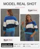 レディースTシャツTEES DOKOTOO女性カラーブロックセーター長袖ラウンドネックプルオーバーニットプルオーバートッププラスサイズトップ