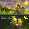 Wogoon Turtle Figurines Outdoor Decoraties, zonne -aangedreven zoete kikker gezicht schildpaddenhars standbeeld met 4 LED -lichten, tuinkunst lente herfst winter kerstdecor