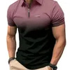 T-shirt d'été décontracté pour hommes à manches courtes à manches courtes à manches courtes à manches courtes avec fermeture éclair et revers respirant