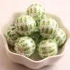Beads Green Color 20MM 100pcs Chunky Acrylic Matte Imitation Pearl Print Christmas Tree Beads For Kids Necklace Jewelry