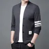 Üst sınıf yeni otum kış markası moda örgü erkekler hırka kazak siyah Koreli rahat ceket erkek giyim s-3xl
