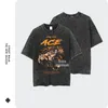 Portgas D Ace T-shirts Vintage Washed Anime One Piece T Shirt Luffy Retro Short Sleeve Manga Yamato Tony Chopper Tops Tees 240509
