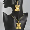 Colliers de pendentif ours mignons Ensemble de bijoux de boucles d'oreilles pour filles Dubaï 18K Gold plaqué africain Drop oreille collier bijoux Gift 240510