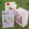 3Pcs Gift Wrap Flower Bouquet Paper Packaging Bags Window Tote Bag Mothers Day 5Pcs
