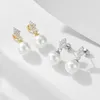 Dangle Earrings FULSUN Trendy Cubic Zirconia Rhombus Mother Of Pearl Ball 925 Sterling Silver 14K Gold Plated Fine Jewellery Women