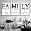 frameless simple black and white family posters modern canvas painting wall art printing pictures for living room home decoration J240505