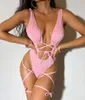 Frauen Badebekleidung gemütlich einteiliger Big Straps Luxus Frauen Badeanzug Solid hoher Taille Sommer Riemchen Badekörperbodysuit Strandbiquini Biquini