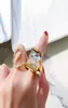 Fashion Luxury Shell coloré Big anneaux pour les femmes Personnalité Géométrique Square Statement Designer Ring Bijoux Top Quality Gifts5778119