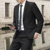 Blazer Pants Mens Fashion Trend Business Work Solid Color Meeting Groom Gentleman Travel Slimfit Casual Wedding Suit 240507