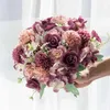 Decoratieve bloemen kransen 30 cm zijde rozen bruiloft boeket vaas voor thuiskamer decoratie kerstsluis plakboeking roze hortensia kunstbloemen