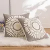 Pillow Floral Cover Embroidery 45x45cm Yellow Blue Grey Pink Canvas Cotton Decorative Pillowcase For Sofa Bed