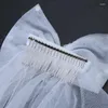 Brautschleier Hochzeitsschleier mit Metallkamm Hair Accessoires für Blumenmädchen 2 Tier längste Tüll 28 "verschönerte Bogen