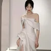 Robes décontractées robe élégante femme femme de couleur solide sans bretelles plissée plissée longue jupe en ligne sexy robe de soirée M019