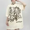 T-shirt féminin Strtwear Fun Comics Graffiti Surdimension T-shirt Mens Hip Hop Loose Short Slve Y2k Top Japan HARAJUKU COUPLES KAWAII SUMME Y240509