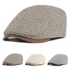 Berets Men Solid Sboy Wool Winter Flat Hat Peaked Ivy Golf Driving Warm Beret Cap