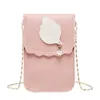 Torby na ramię Crossbody for Women Leaf Mobile Phone Bag College Wind Tourse Klucz Case Messenger Pu