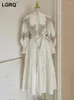 Vestidos casuais vestido feminino feminino bordado de moda bordada em estilo lanterna de lanterna de lanterna de alta cintura causal elegante verão 2024 3wq9225