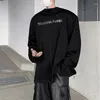 T-shirts masculins noymei lettre en métal imprime à la mode rond à manches longues t-shirt décoration rayée mâle noir top wa4180