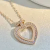 Collane a ciondolo 925 Gioielli di moda a mezza zircone del cuore di pesca argento sterling (DJ2311)