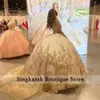Champagne quinceanera jurk banden uit schouder zoet 16 jaar jurken verjaardagsfeest