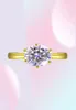 Yhamni Oryginalne 2 ct 6 mm okrągłe CZ Diamant solidne żółte złote pierścionki Anilos Kolor Wedding Pierścienie dla kobiet prezent Lyr16997723234645961