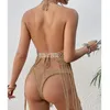 Summer Dress For Women 2024 Beach Exit Trend Sexy Crochet Braid With Hollowed Out Fringe Bikini Short Top Solid Acrylic