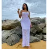 Cubierta de crochet up beach maldita maldita sexy bandeau maxi women mujeres sólidos bikinis encubrimientos halter beachwer