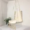 Canvas balanço pendurada hammock algodão corda de borda de árvore cadeira sede pátio de jardim interior de jardim interno cadeira de segurança 240510