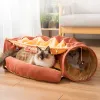 Toys Pet Cat Tunnel Bed Interactive Play Toy For Ferrets Rabbit Collapsible Play Tube med Ball Indoor Kitten Pet Eviting Tunnel