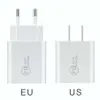 Qualité OEM 20W PD Type C USB C Chargers Charges Fast Charge EU US Adaptateur Mobile Phone Mobile Phone Power Tourn Charger pour iPhone 15 14 13 12 11 Pro Max et Samsung Phones