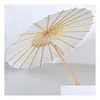 Parasol fanów parasoli ślub panna młoda biała papier parasol drewniany rączka japońska chińska rzemiosło 60 cm średnica 0717 Drop dostawa do domu DH21O