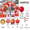 Parti Dekorasyonu Noel Kırmızı Balon Kiti Beyaz Altın Balonlar Çelenk Arch Hediye Kutusu Şeker Kamışı Yıldız Kid Xmas Ev
