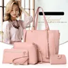 Abendbeutel 4pcs/Set Fashion Women Messenger Reißverzerrte Quasten Leder Solid Farbe Handtasche Ladies Girls Geldbeutel B88