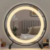 Compact Mirrors Hot 3 Color Lighting Cosmetic Decorative Mirror Nordic Makeup Light Smart Home Vanity Table Espejo Pared Decoration Q240509