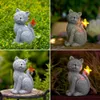 Estátuas de gato solar Jardim: decoração externa com borboleta de folga artes de jardim de jardineiro ornamentos de varanda varanda em casa - presentes de aniversário para avó mamãe