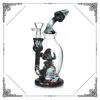 7,8 pouces Pipe d'eau Bong Silicone Bubbler Round Base Fumer Pipes Dab Rig Oil Riches en verre Bongs Tobacs avec bol en verre