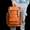Рюкзак ретро -настоящий подлинная кожаная мужчина корова многофункциональная многофункциональная сумка для ноутбука на открытом воздухе Shoolbag