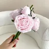 Fleurs décoratives hydratantes 6head latex rose bouquet réel tactile mariage artificiel mariage nuptial de mariage décor de luxe à la maison