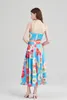 Rista de vestido de estampa floral de verão de verão 2 peças roupas femininas tampes strapless croft e midi skiot terno de férias praia bohemian 240426