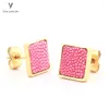 Orecchini a perno di colore misto 5 paia (10 pezzi) The EST Square Stingray Women Ourings Studs Genuine Colorful Leth