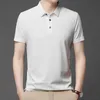 Herren Polos Herren Top Mens Polo Shirt Smart Casual Shirt Luxus Marke Korean White Navy Blue Classic Office Shirt Y240510APDU