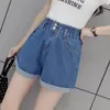 Jeans de femmes shorts denim féminins blancs femelles courte bleu large jambe élastique élastique vintage high d'été coton plus taille 4xl