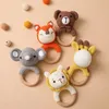 1pc bébé teether music rattles for kids animal crochet hattle elephant giraffe ring babies babies gym montessori childrens toys 240430