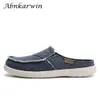 Men Half canvas slippers gratis verzending 2022 designer slip op schoenen zomer ademend lichtgewicht dropshipping