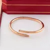 Projektant Gold Nail Bracelet 18K Rose Gold 4cz Diamond Men and Women's Party Gift Bransoletka stalowa stopa Proces poszyjania nigdy nie znika bez alergiczne jakość AAA