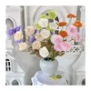 Decorative Flowers Simulation 5 Dew Lotus Artificial Indoor Home Furnishings Wedding Pography Props Background Decoration