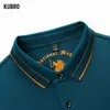 Kubro Mens High Quality Embroidery Brand Plaid長袖ポロシャツ2023冬の韓国バージョンスリムフィットファッショントップ240428