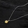 Hängen Ventfille 925 Silver Circular Bead Necklace For Women Girl Gift Frosting Brev Lycka till par Koreanska smycken Drop