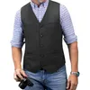 Heren Casual Classic Suit Vest V Neck Herringband Tweed Slim Fit Business Waatcoat voor bruiloft 240507